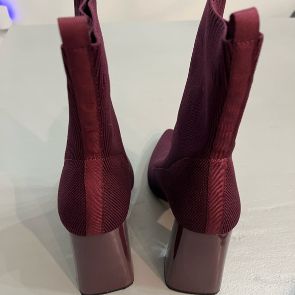 Lulu's Felicia Wine Ribbed Knit Pointed Toe Sock Boots | 7 - Picture 7 of 10